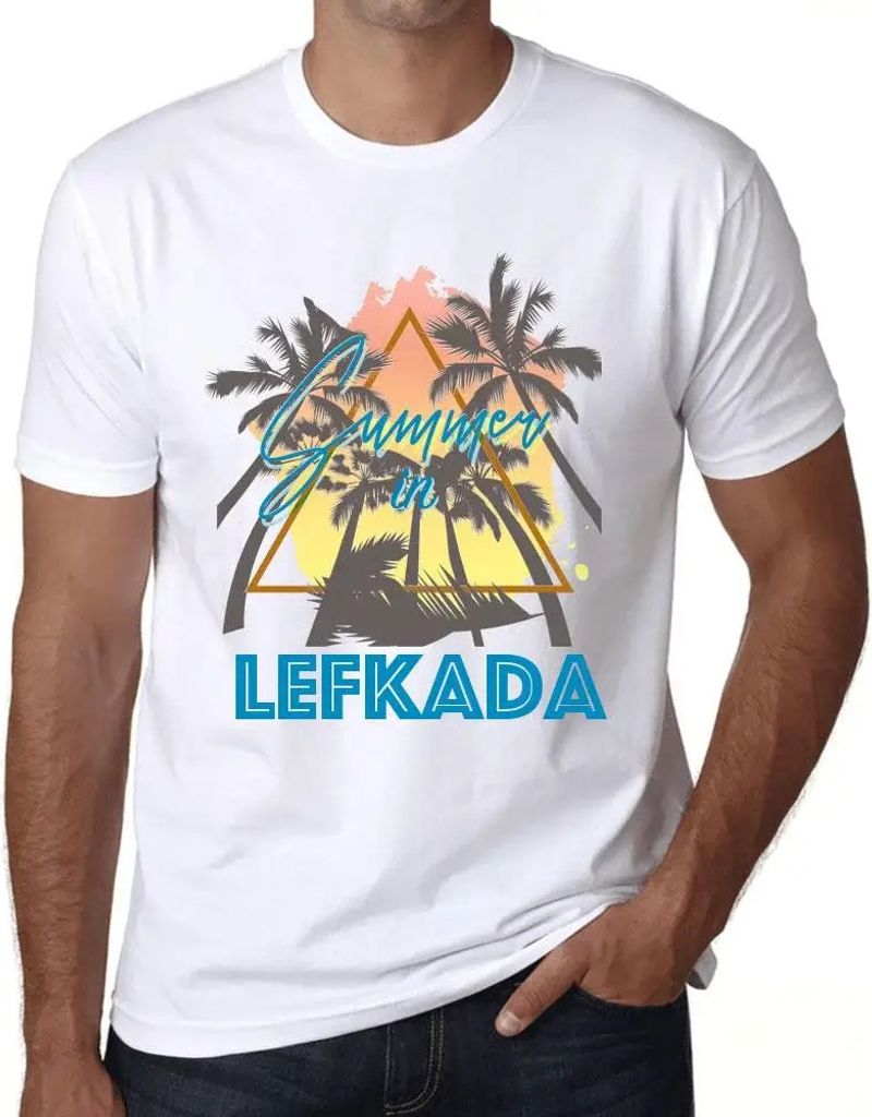 Herren Grafik T-Shirt Palmen Sonnenschein Sommer in Lefkada – Palm, Sunshine, Summer In Lefkada – Öko-Verantwortlich Vintage Jahrgang Kurzarm ...