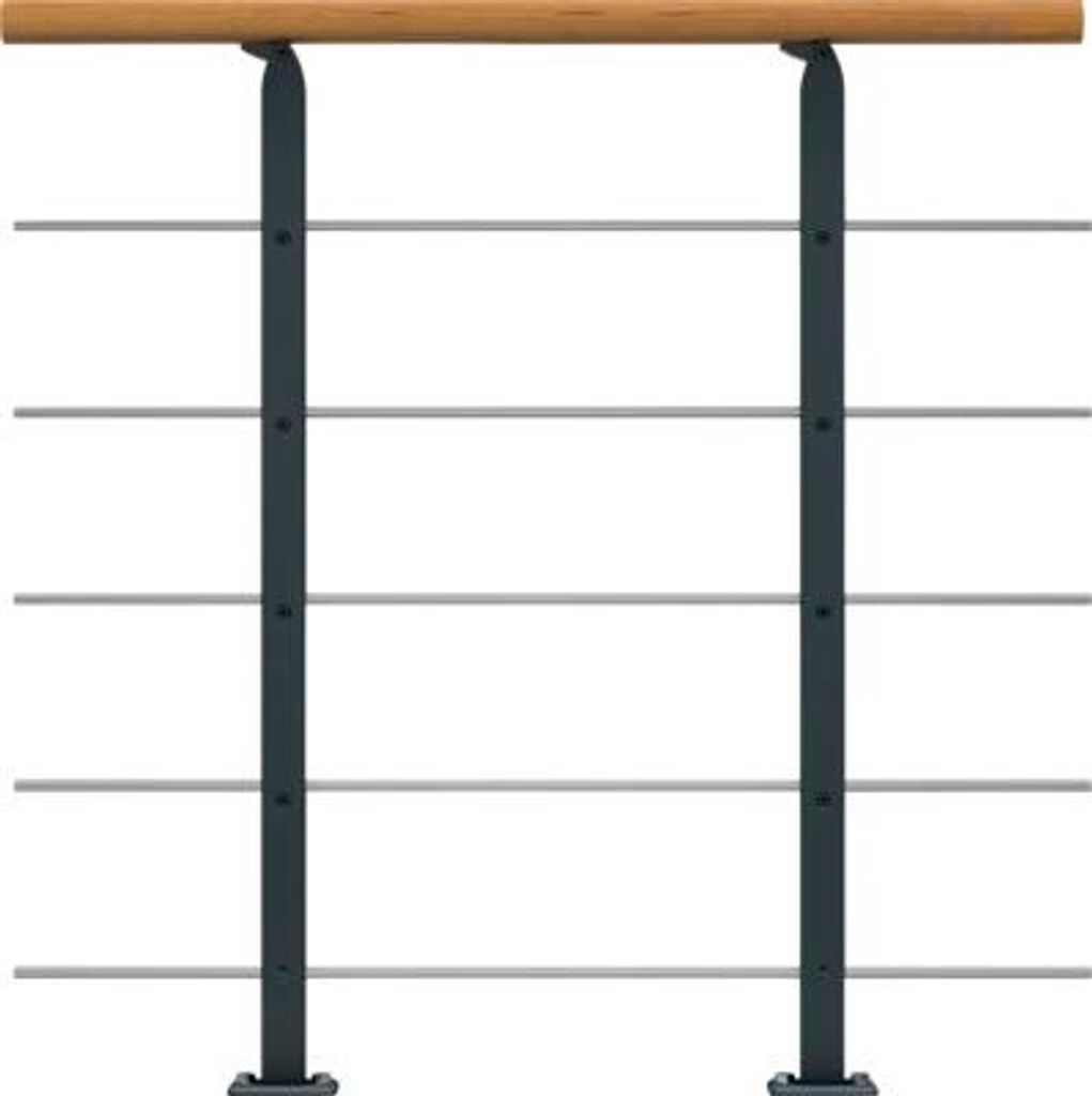 Pertura Design-Brüstungsgeländer für Mittelholmtreppen Alena,Aris,Malva,Zelos Erweiterungsset, Handlauf Eiche, Geländer