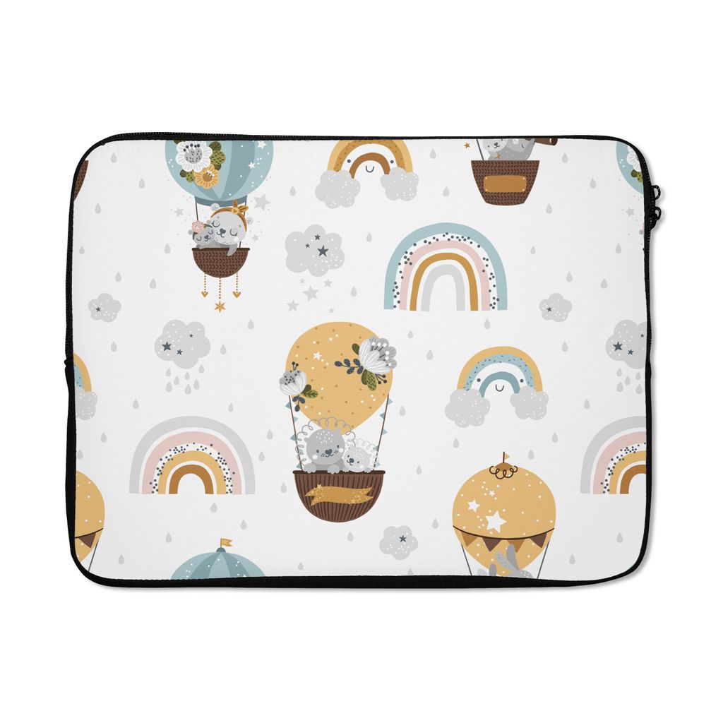 MuchoWow Laptop Hülle 17 Zoll Laptoptasche Mädchen - Muster - Luftballon - Zipper - Schutzabdeckung