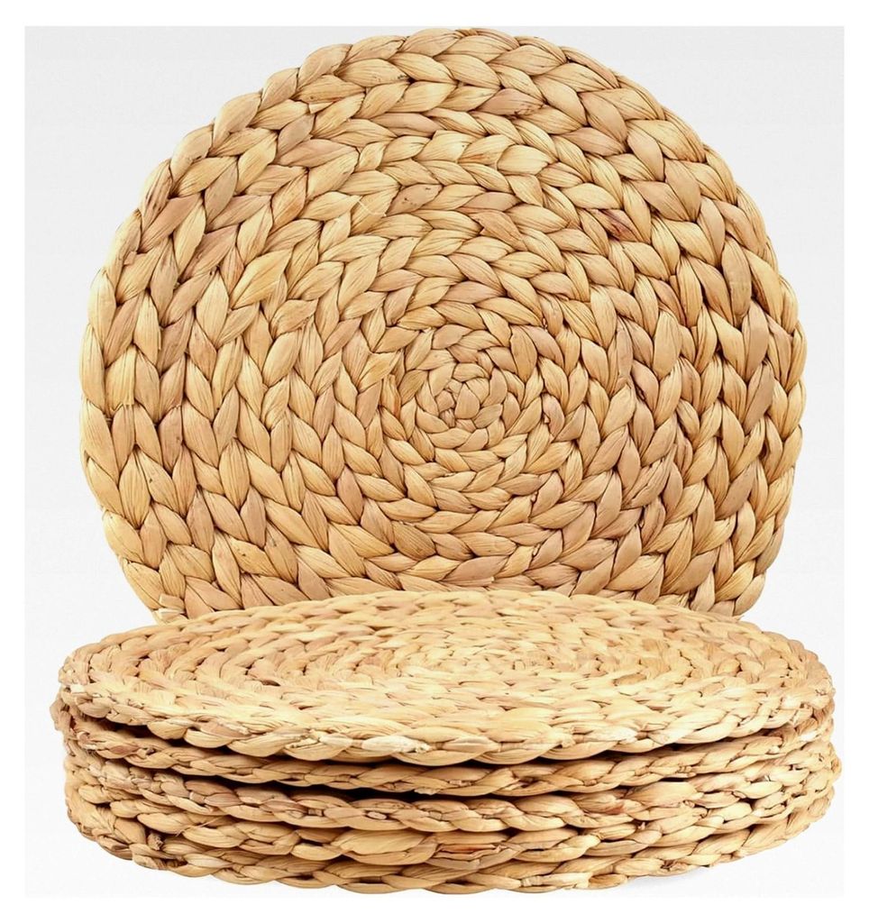 6er Set Runde Boho Platzsets 30 cm – Handgefertigt, Hitzebeständig & Abwaschbar | Natürliche Tischsets für Küche, Wohnzimmer, Esstisch, Hochz...