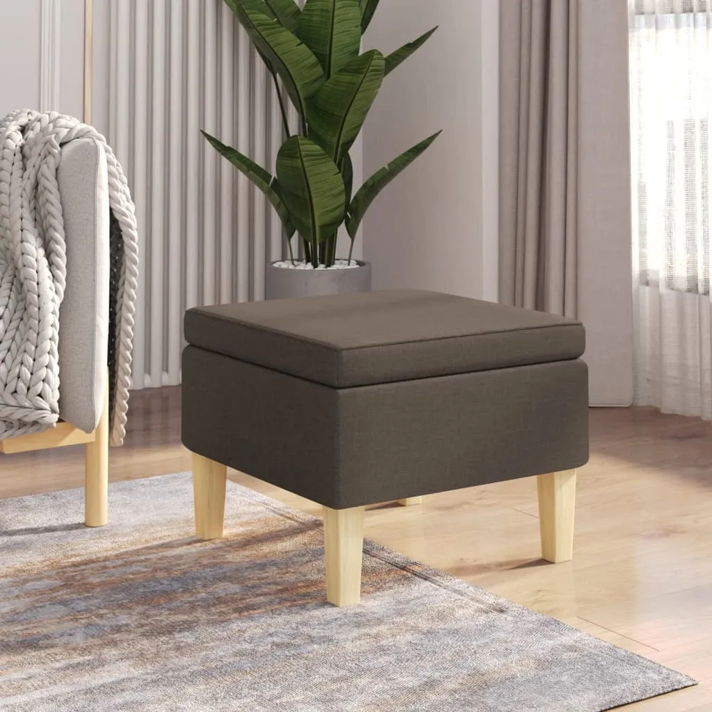 The Living Store Tabouret avec pieds en bois taupe en tissu robuste