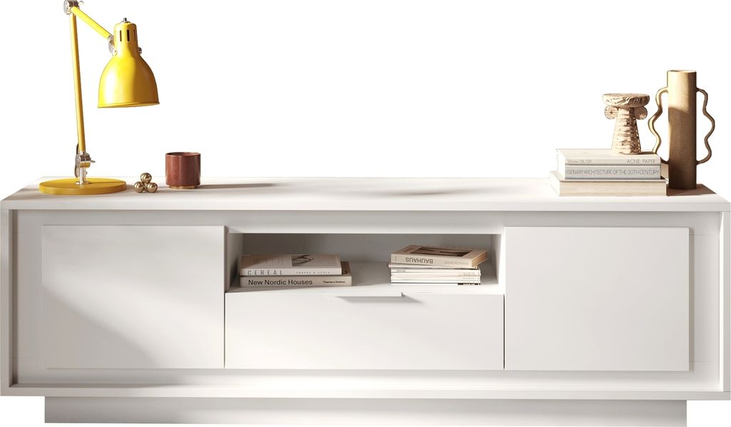 Lowboard >Siena< 2 Türen, 1 Schub, 1 Fach, Weiss Lack matt - 180x58x50 (BxHxT)