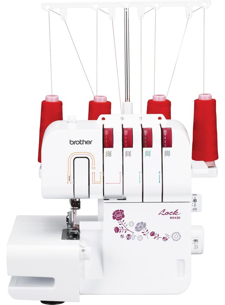 Brother M343DVP1, Rot, Weiß, Overlock-Nähmaschine, Produktbild 