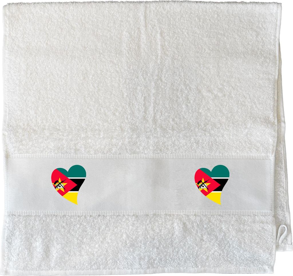 Huuraa Handtuch Mosambik Flagge Herz 50x100cm White Baumwolle Handtuch Geschenkidee