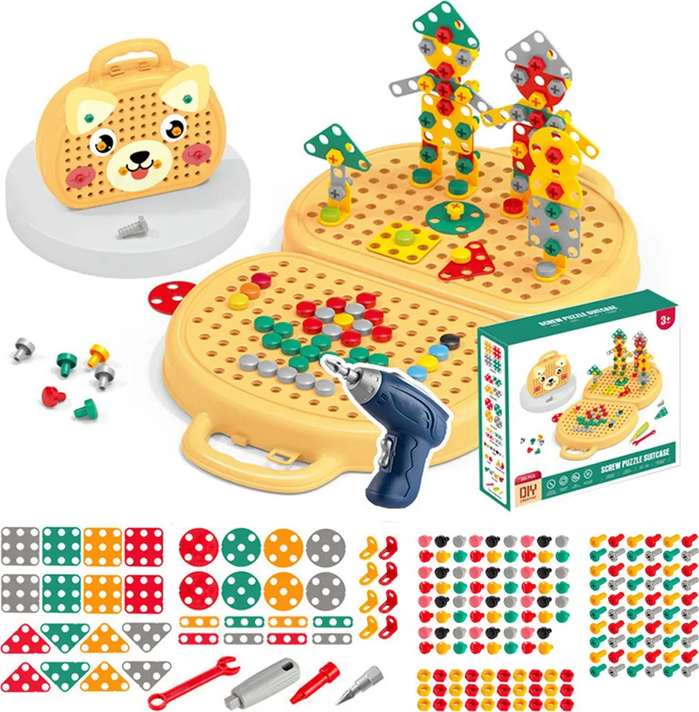 Boîte à Outils Créative avec Perceuse Électrique et Vis pour Enfants