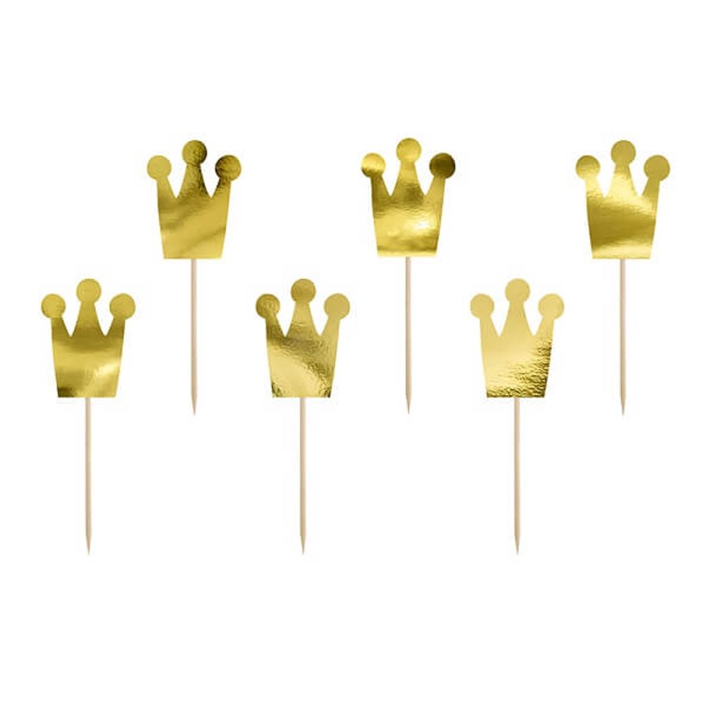 Cake Topper Tortendeko Prinzessin Happy Birthday gold ca. 12 cm 6 Stück