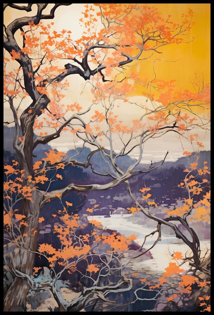 Plakat 68x101cm Goldener Herbst am See