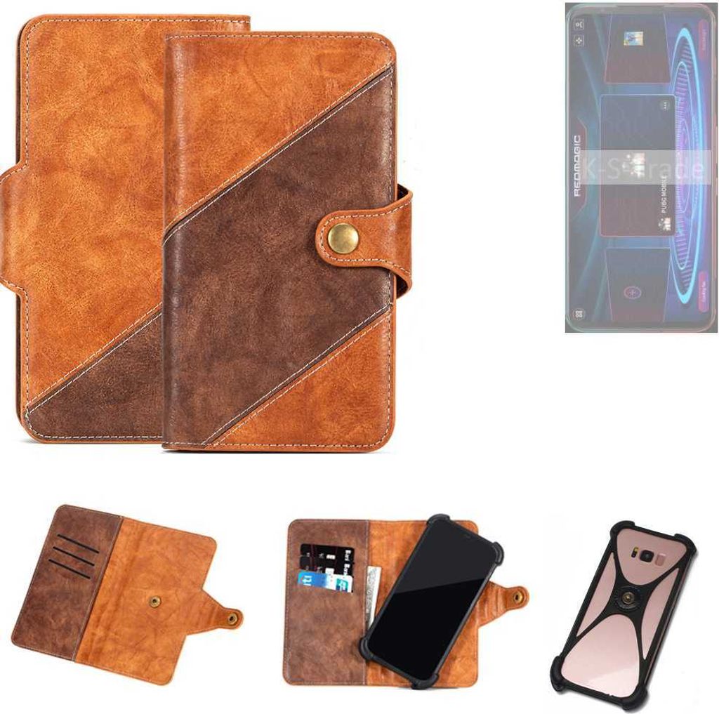 K-S-Trade Handyhülle Schutzhülle Bookstyle Case Wallet-Case kompatibel mit Nubia RedMagic 5G Cover Klapphülle Kantenschutz Smartphone dunkelbraun