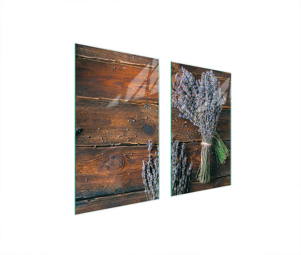 2 Piastre Vetro 75x52 Copri Fornelli Induzione - Tagliere Lavanda Legno