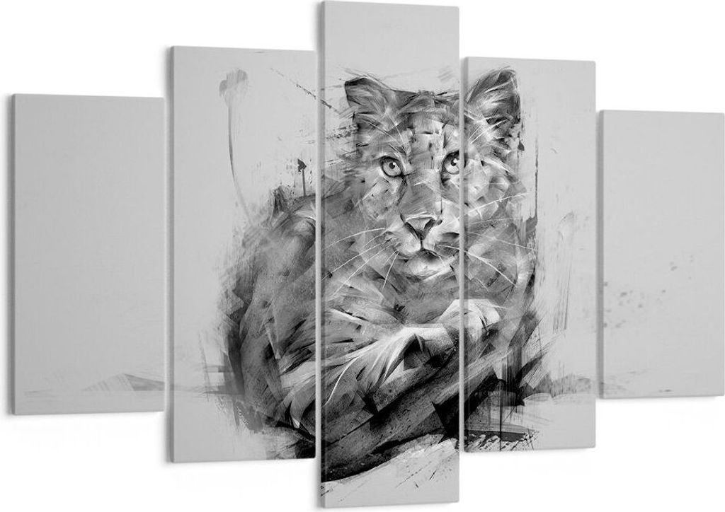 Bild auf Leinwand - Leinwandbild - Tier Abstraktion - 150x100cm - Wand Bild - Wanddeko - Leinwanddruck - Bilder - Kunstdruck - Wanddekoration - Lei...