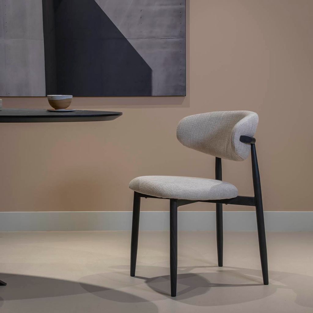 Giga Meubel Esszimmerstuhl Alexia - Beige/Schwarz Stoff