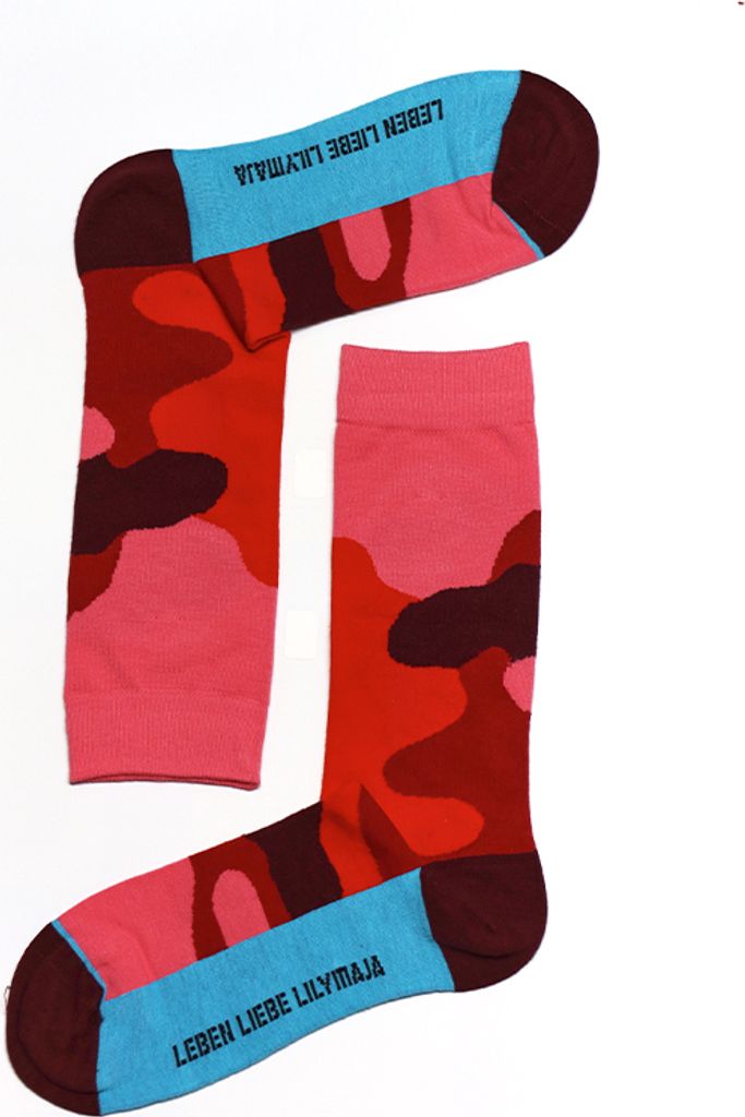 MEGAGROUP 1 Paar Casual Socken Stricksocken Gr. 35-39 rot und blau