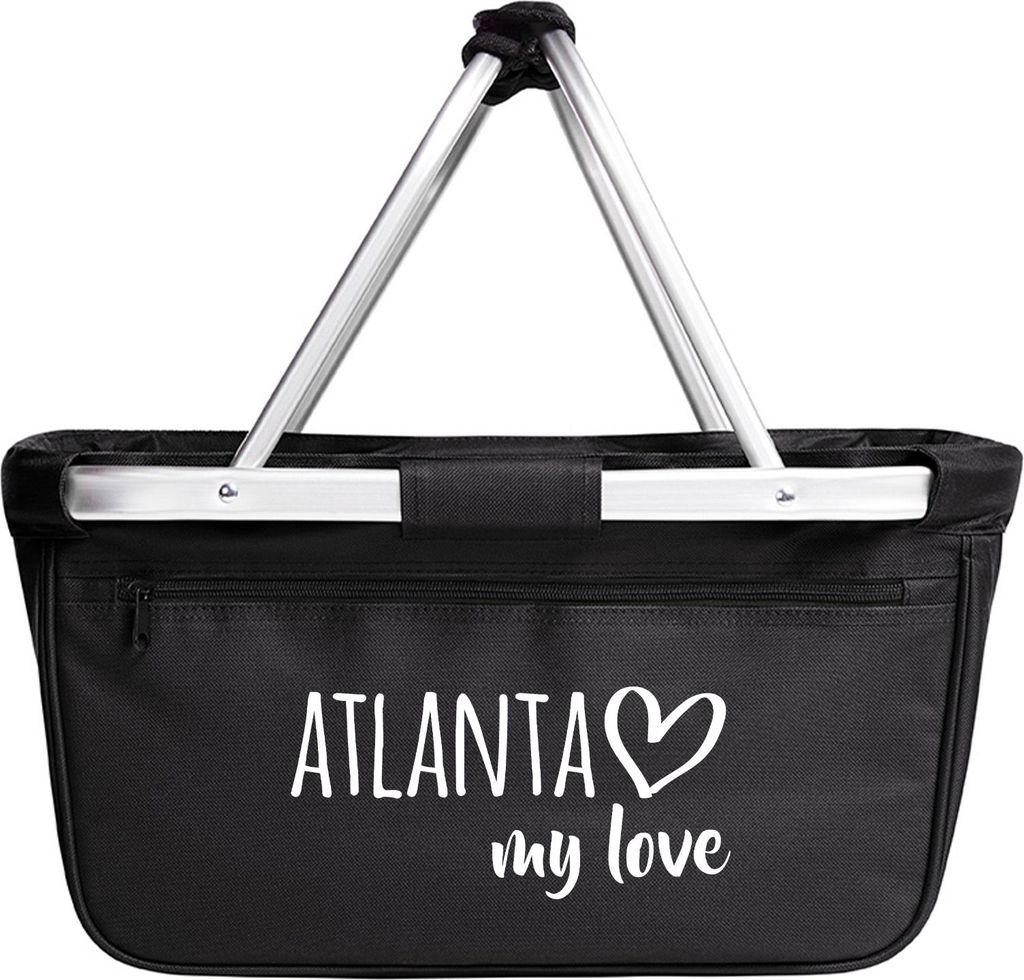 Huuraa Einkaufskorb Atlanta my love 20 Liter Black faltbarer Tragekorb Geschenkidee