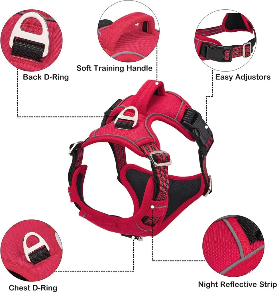 Pettorina Ergonomica Rossa per Cani XL: Controllo e Comfort - 4