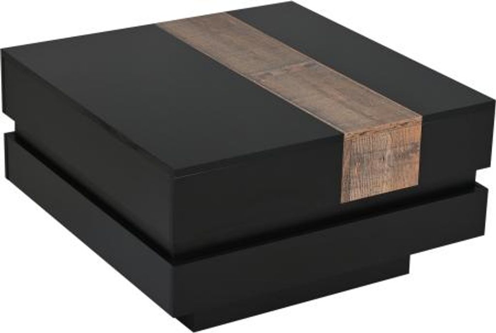 Schwarz Couchtisch Wohnzimmertisch 70x70x39 cm Quadratisch Ausziehbar Mit Verstecktem Stauraum Farbblock Hochglanz MDF