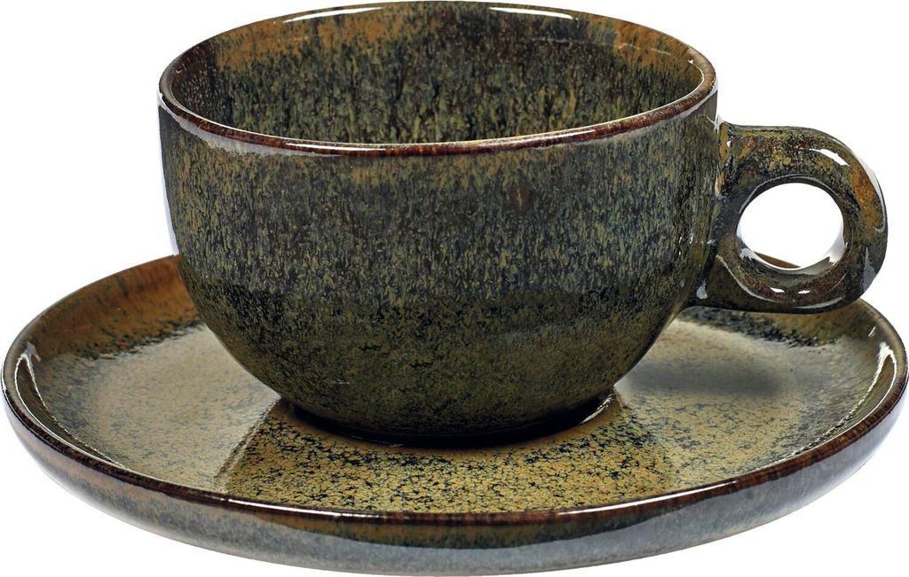 SERAX Surface Cappuccino Tasse mit Unterteller, Indi Grey, Inhalt: 0,23 Liter