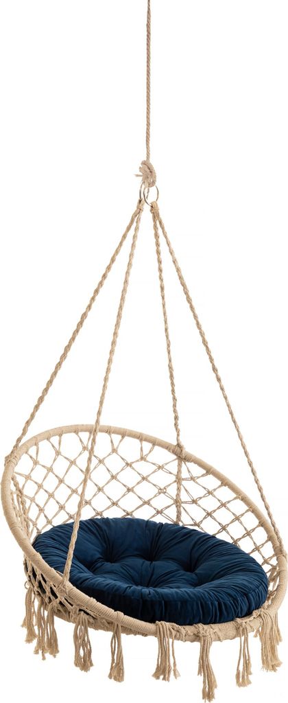 Velvet Kissen für Hängesessel, Sitzkissen für Stuhl, Hängekorb Sessel, Indoor Kissen, Waschbar Auflage, Rund, Swing, Schaukelkissen, Marineblau...