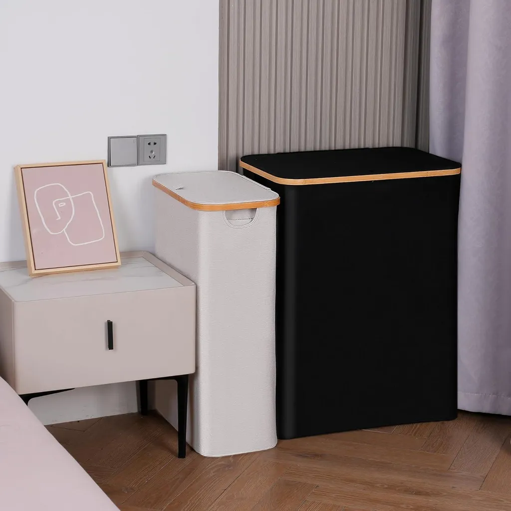 Panier à linge 75L pour salle de bain - Organisateur de linge compact - 2