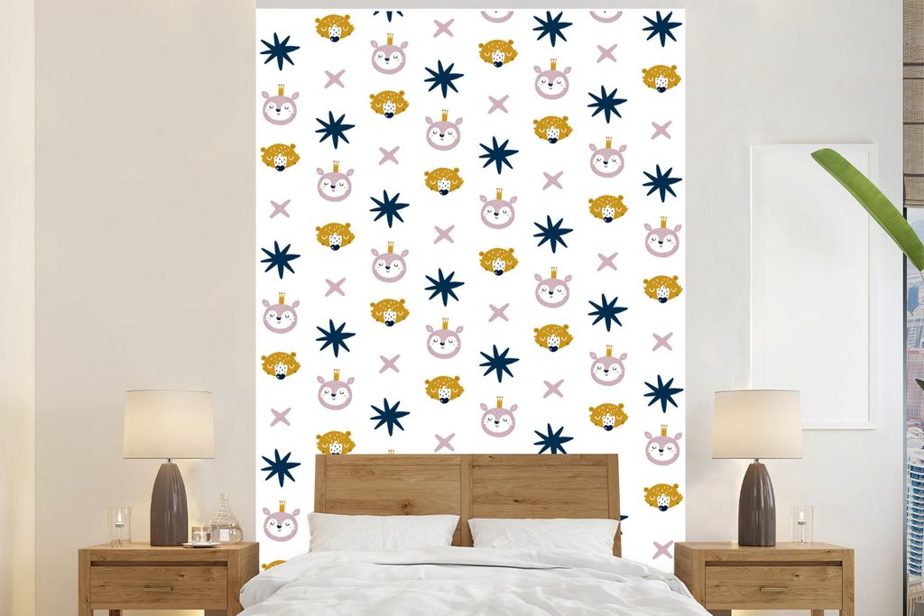 MuchoWow Fototapete für Wohnzimmer oder Schlafzimmer Wandtapete Vinyl Motivtapete Farben - Muster - Illustrationen - 200x300 cm - Wanddekorationen