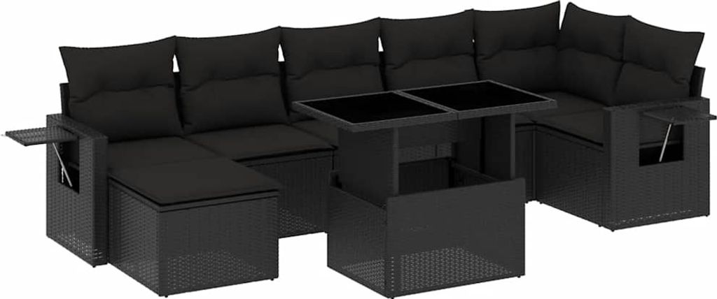 vidaXL 8dílná zahradní sedací souprava s polštáři z černého Obrázek produktu 