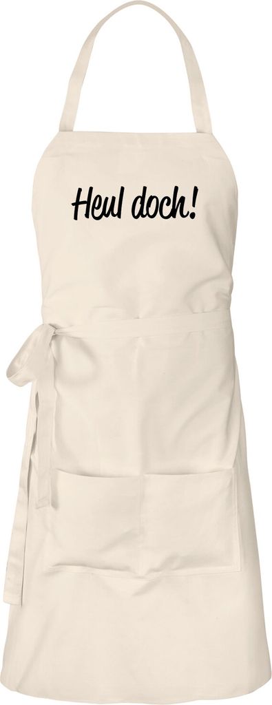 Huuraa Schürze Heul doch Schriftzug Natur mit Taschen Baumwolle Kochschürze Geschenkidee