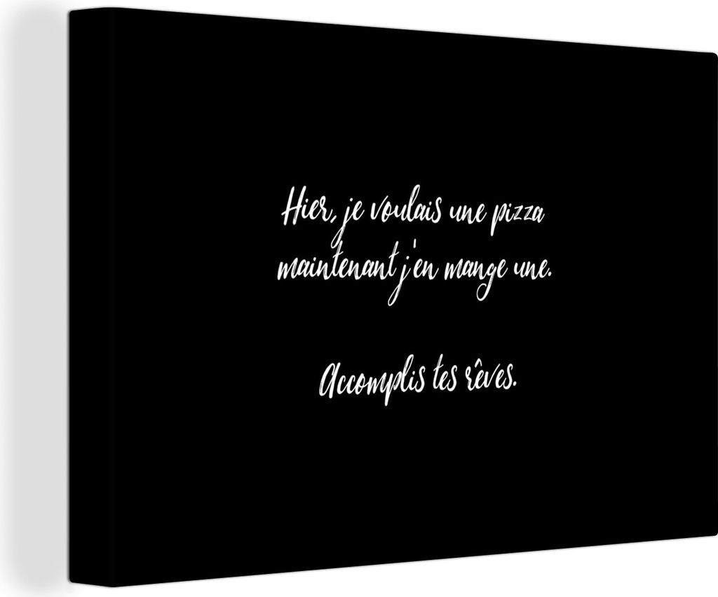 OneMillionCanvasses - Leinwandbilder - 140x90 cm, Sprichwörter - Hier, je voulais une pizza - Zitate - Pizzaliebhaber, Wandbilder Kunstdruck Wan...