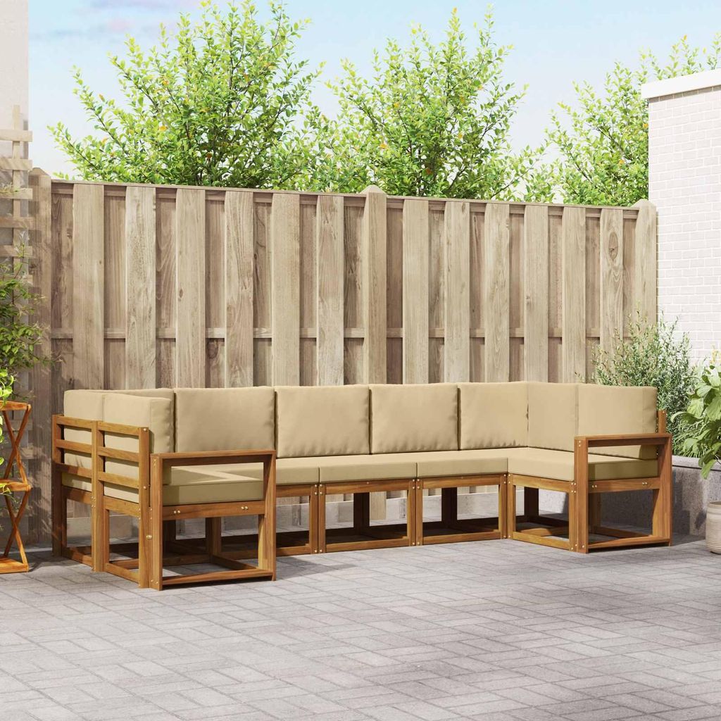 "Summerschlussverkauf"Outdoor-Sofagarnitur - CLORIS - Balkonmöbe/Sitzgruppe - mit Kissen 7 pcs - Moderne Design - Natur und Beige - Gartensofas DE...