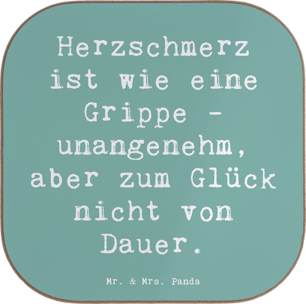 Mr. & Mrs. Panda Untersetzer für Gläser Spruch Herzschmerz Grippe - Meeresbrise - Geschenk, Zitat, liebevoll gestaltet, Holzuntersetzer, Coaster,...