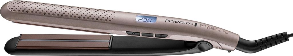 A close-up studio shot of a Remington S 7970 Wet 2 Straight Pro hair straightener against a white background.
