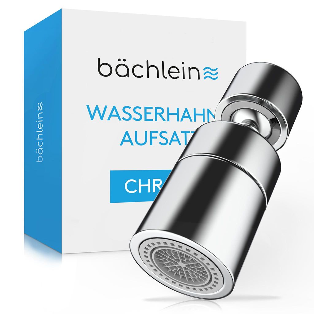 Bächlein Wasserhahn-Aufsatz in chrom-gerade mit zwei Strahlarten - drehbarer Wasserhahn-Luftsprudler für Küchenarmaturen