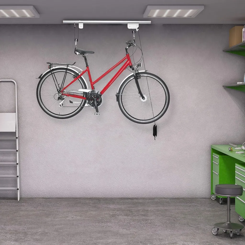 Support vélo plafond pour garage gain de place 20 kg câble nylon noir - 2