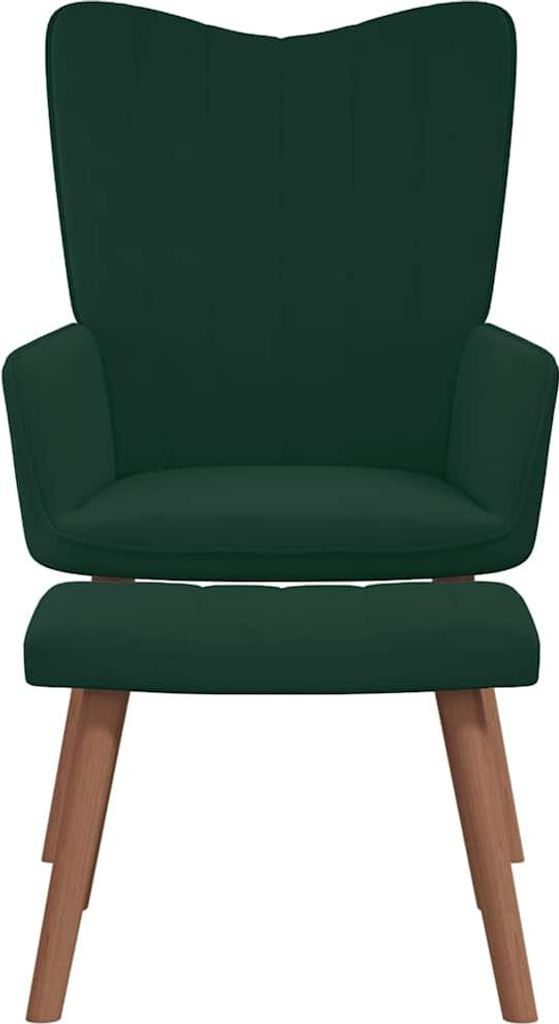 vidaXL Relaxsessel mit Hocker Dunkelgrün Samt Produktbild 