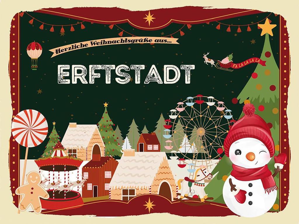 vianmo Holzschild 30x40 cm Weihnachtsgrüße aus Erftstadt Weihnachten
