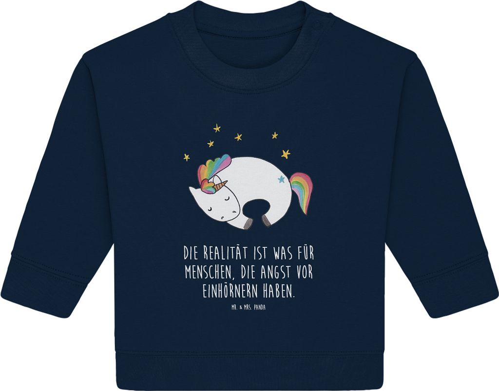 Mr. & Mrs. Panda Organic Baby Pullover Einhorn Nacht 6. - 12. Monat - French Navy - Geschenk, Bullover, Unicorn, Menschen, Traum, Einhörner, Reali...