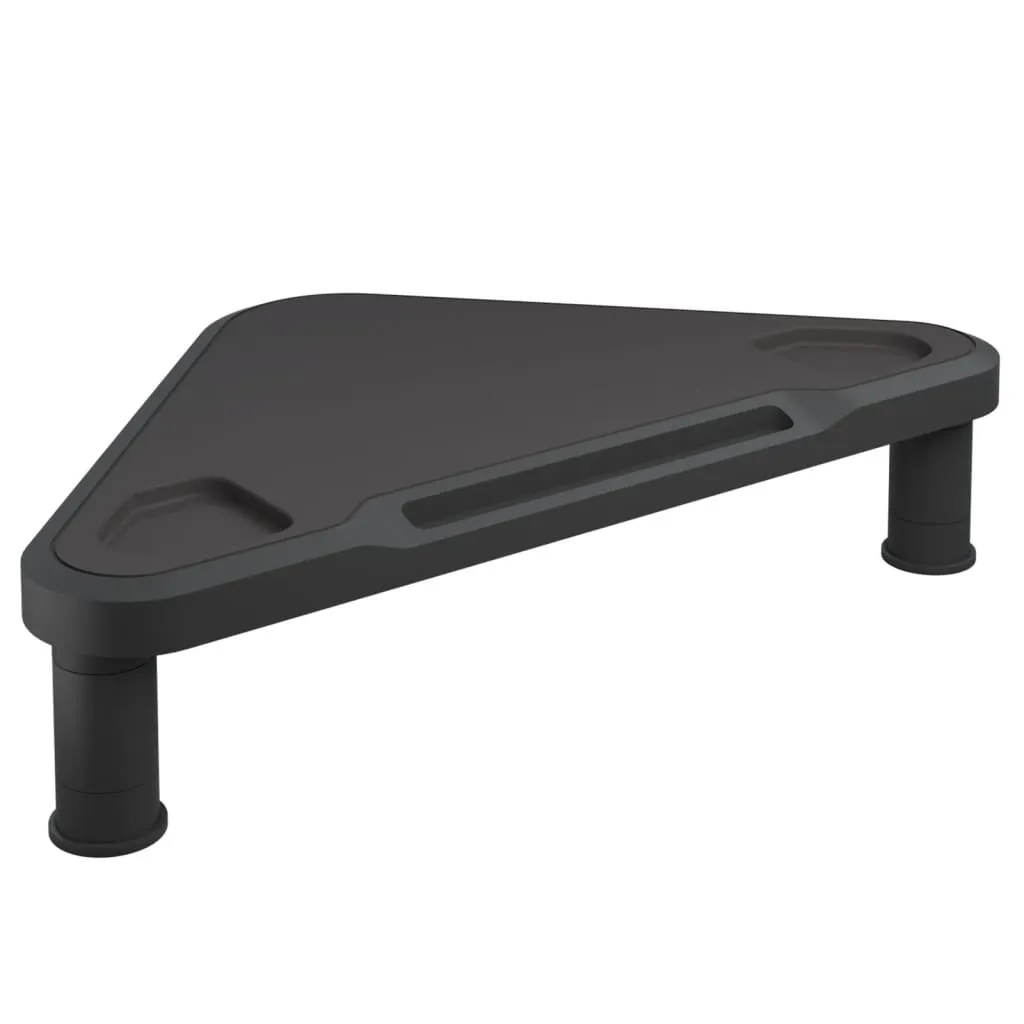 Support écran noir pour angle de bureau, idéal pour gagner de la place