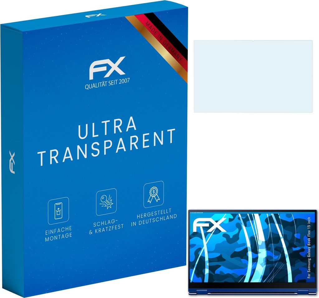 atFoliX 4061186046769, Laptop Bildschirmschutz, Transparent, Samsung, Galaxy Book Flex 15", Klare Bildschirmschutzfolie, Kratzresistent