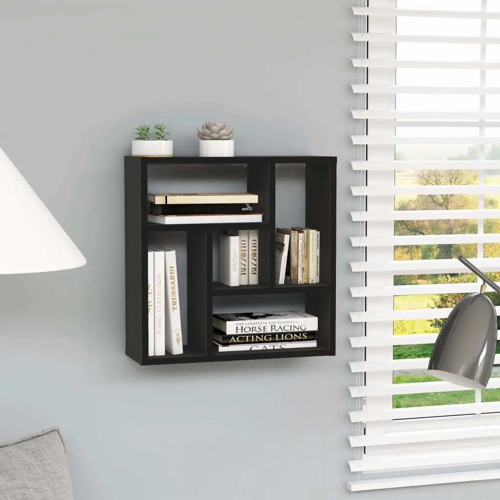 Mensola Nera Legno 45x16x45 cm - Scaffalatura Parete Robusta