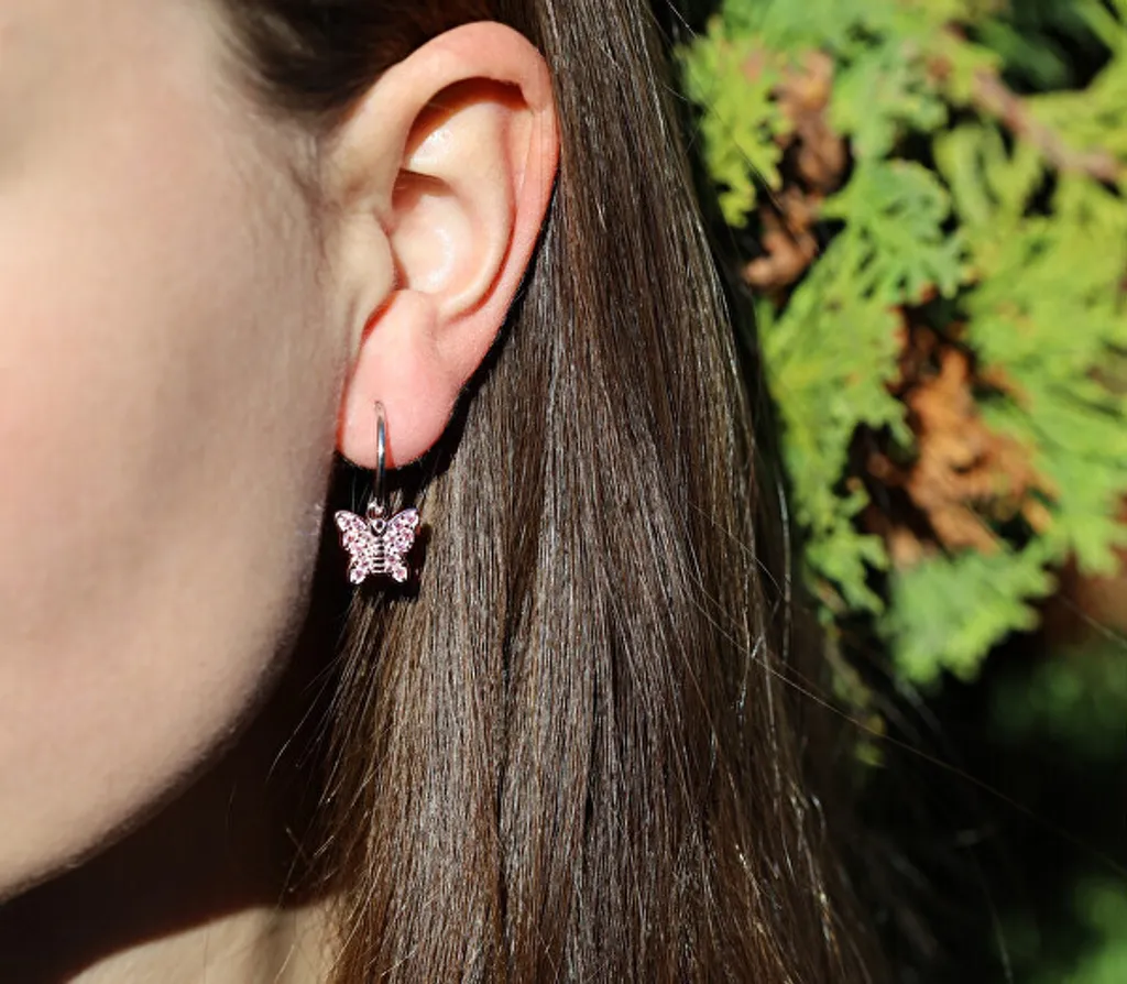 Boucles d'oreilles Enfant en Argent Papillon Modulables Design 2en1 - 2