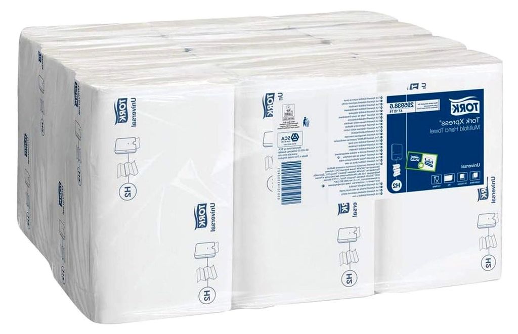 Xpress Multifold Papierhandtücher - H2 Universal Falthandtücher für Handtuchspender - mehrfach gefaltet, 1-lagig, weiß - 12 x 250 Tücher