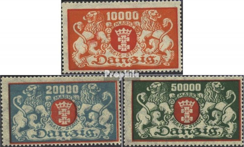 Briefmarken Danzig 1923 Mi 147-149 (kompl.Ausg.) mit Falz Wappen
