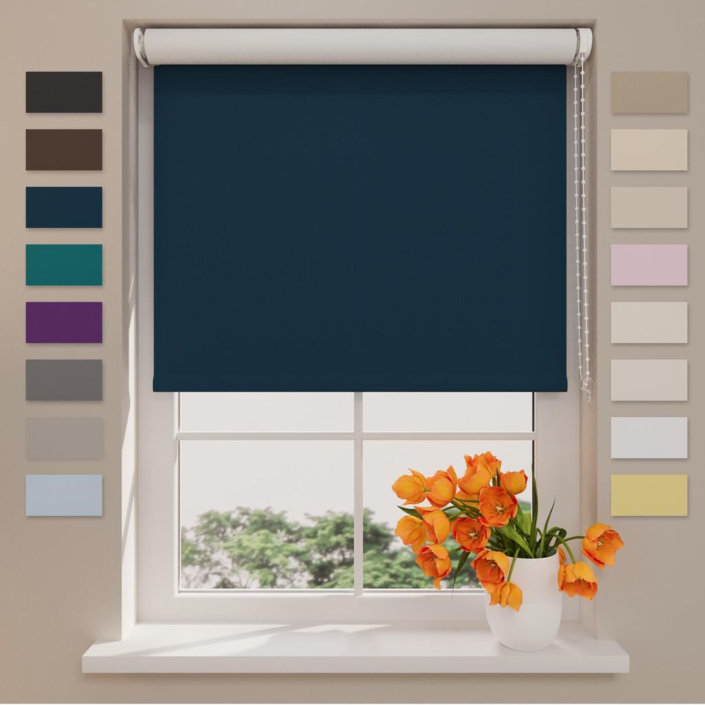 DTCH Rolgordijn Verduisterend - Easy - Blauw - 90 x 275 cm - Meerdere maten verkrijgbaar - Maak rolgordijn op maat - Stevige stof