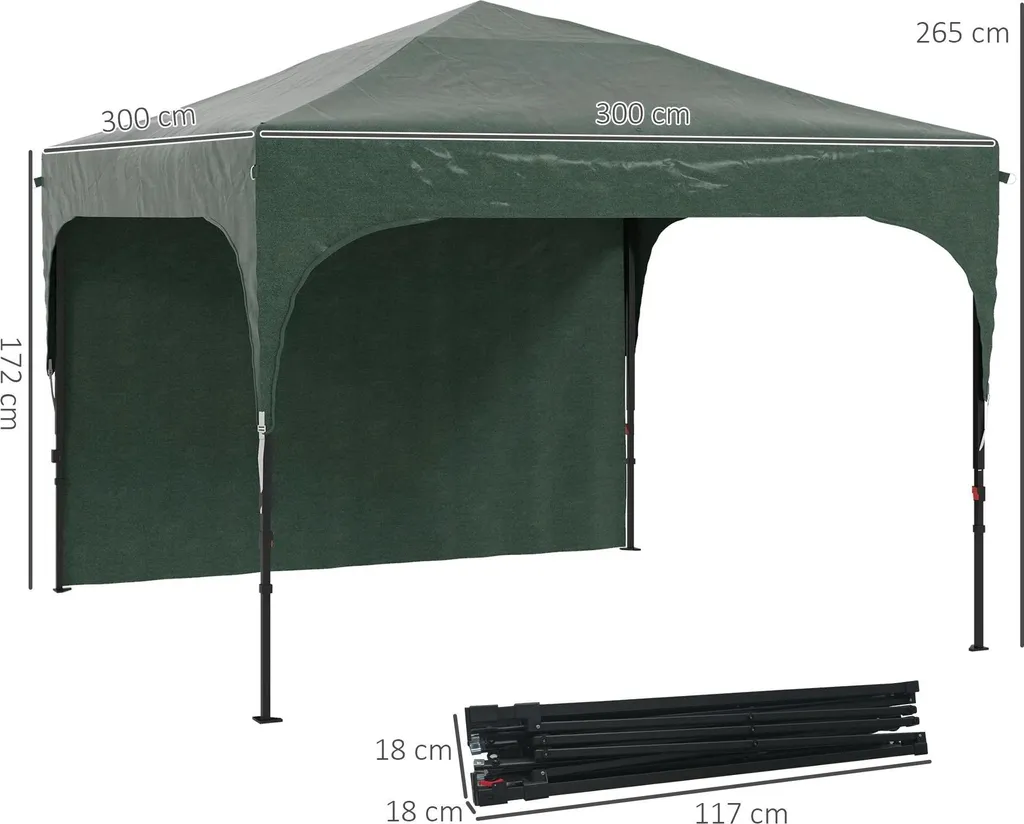 Barnum pliable 3x3m pour réceptions et stands extérieurs - Vert pro - 3