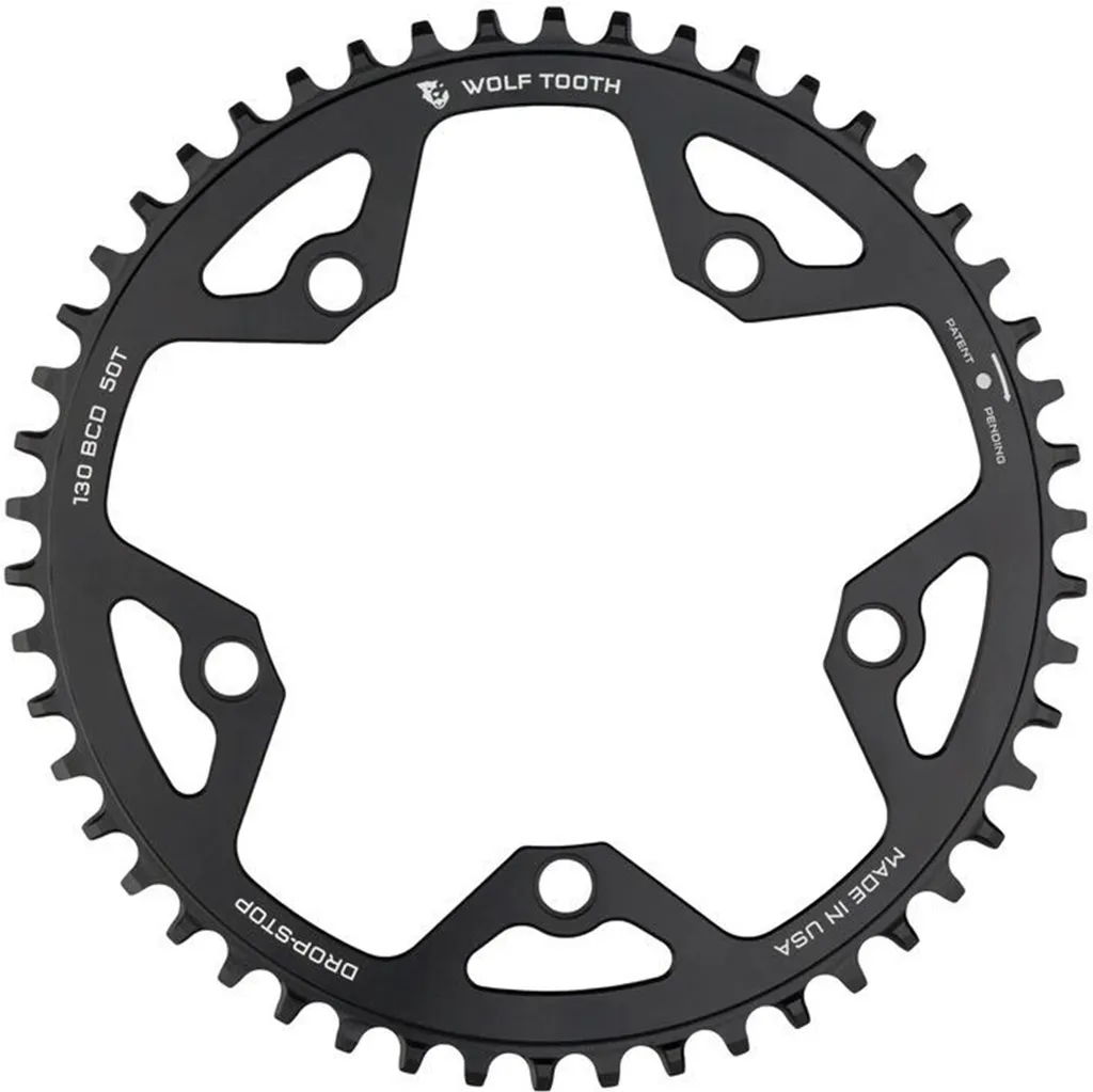 Plateau de Vélo Route et Gravel 52 Dents 130 BCD Wolf Tooth Noir 1x