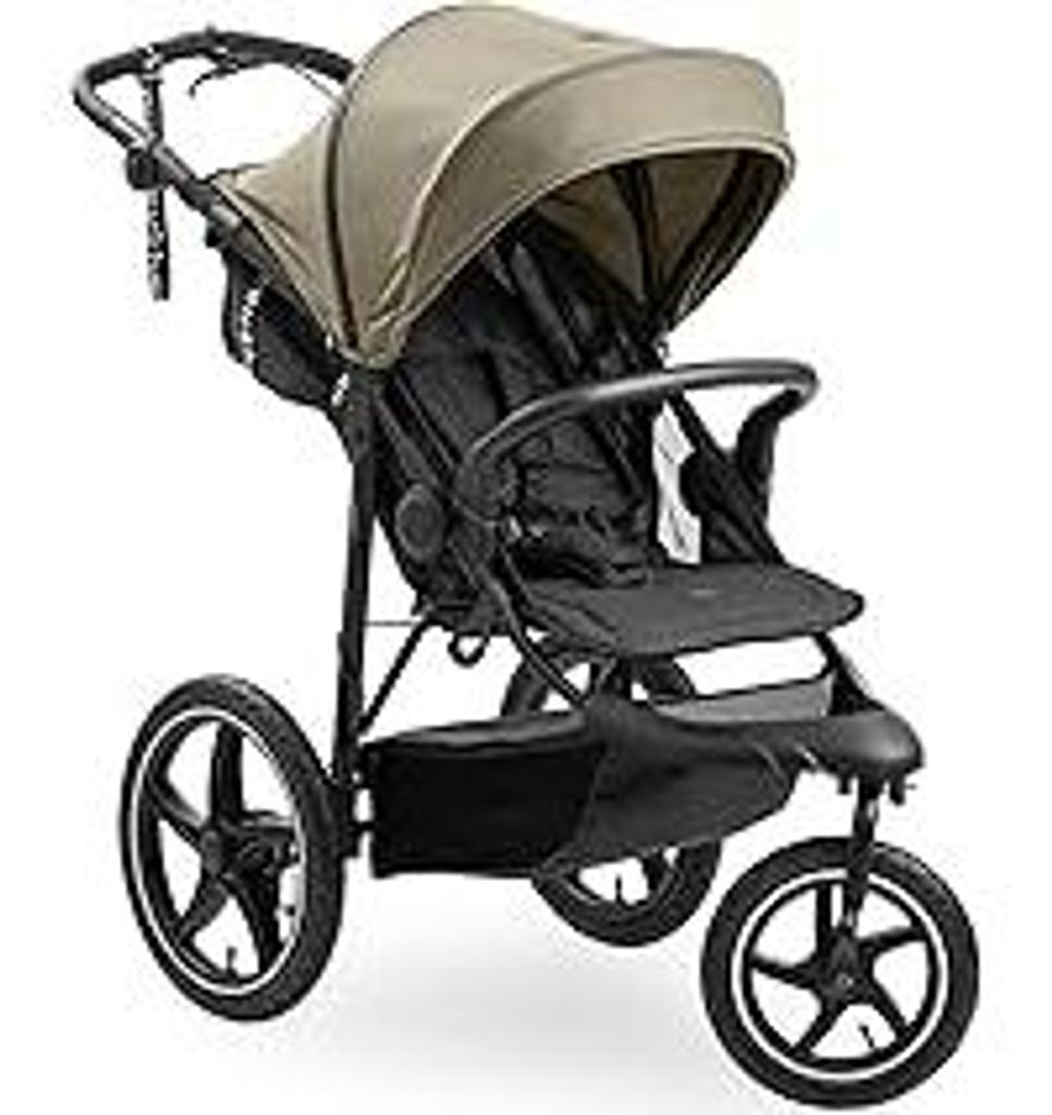 hauck Runner 3, Olive - Dreirad Kinderwagen Buggy mit XL Lufträder, Federung, Handbremse, XL Sonnenverdeck, Netzfenster, Korb mit Deckel, Liegepos...