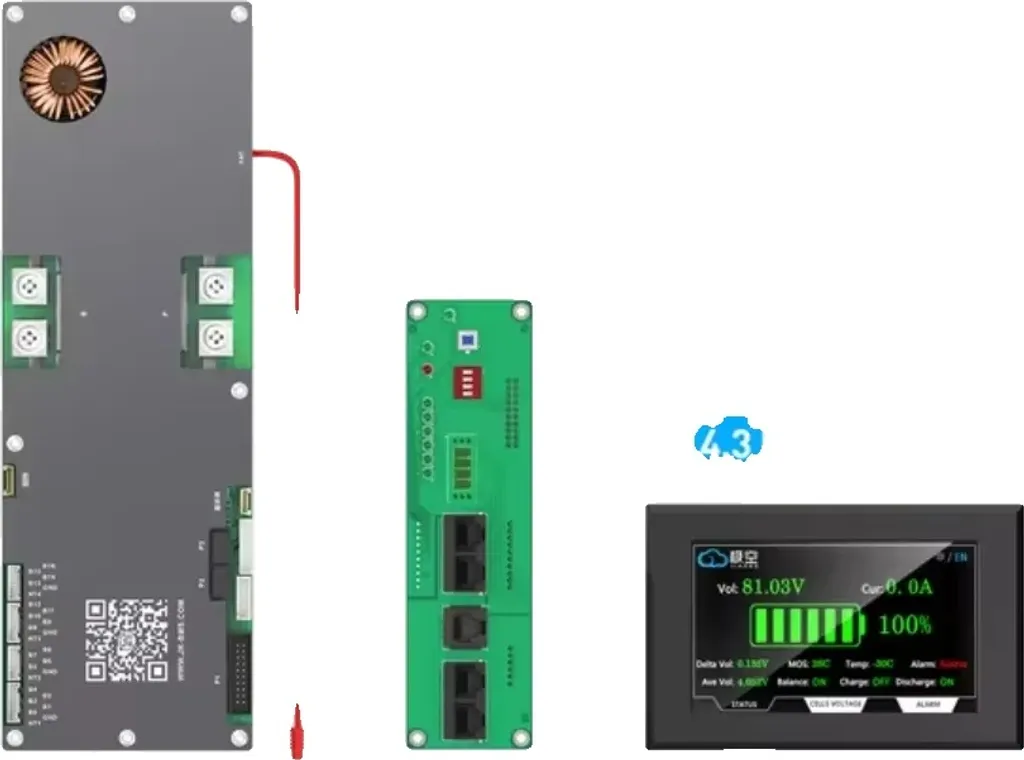 JK BMS Intelligent 200A 8S-16S avec Écran LCD et Équilibrage Actif Haut
