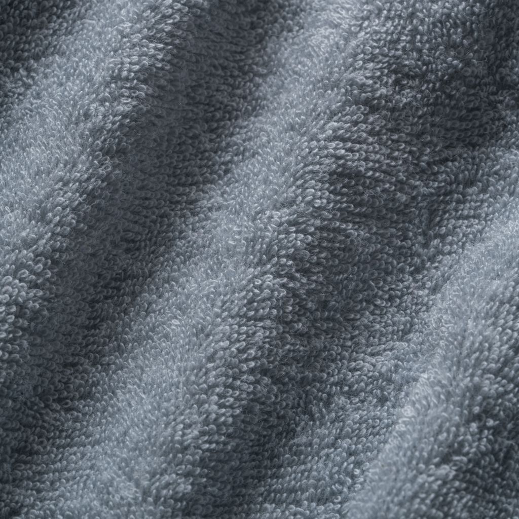 Close-up view of a gray terry cloth fabric.