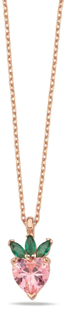 Collier femme avec pendentif cœur fraise et zircons étincelants