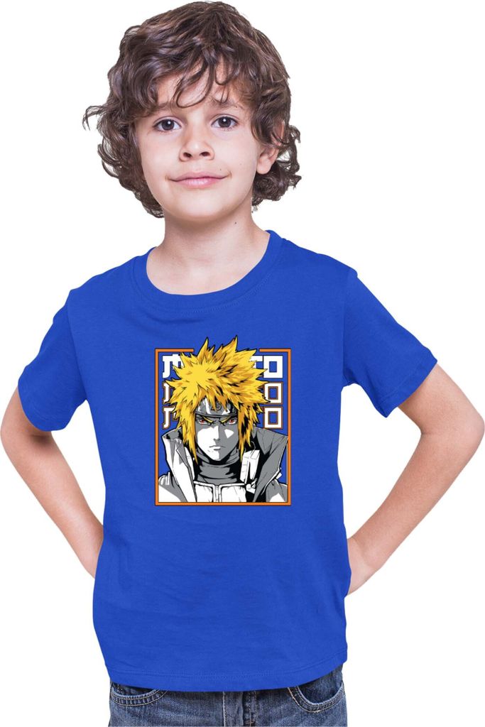 Kinder T-Shirt Japan Anime Manga Naruto Minato Namikaze 02 Hokage Minato, 5-6 Jahr - 116 / Blau