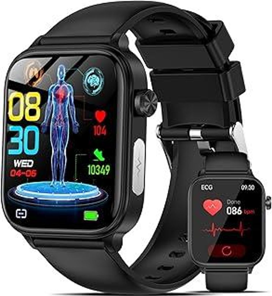 2026 Smartwatch EKG+HRV/BMI/???t??cker/Harnsäure Herren Damen Gesundheitsuhr mit Telefonfunktion/SOS-Taste, 24H Herzfrequenz SPO2 Blutdruck Körpe...