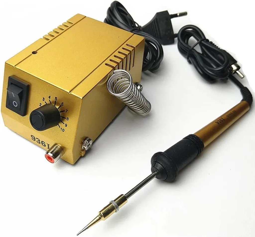 Mini stazione di saldatura, temperatura regolabile, design compatto, giallo, 220 V